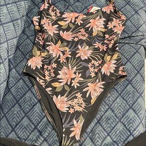 Billabong Black and Pink Floral Swimsuit